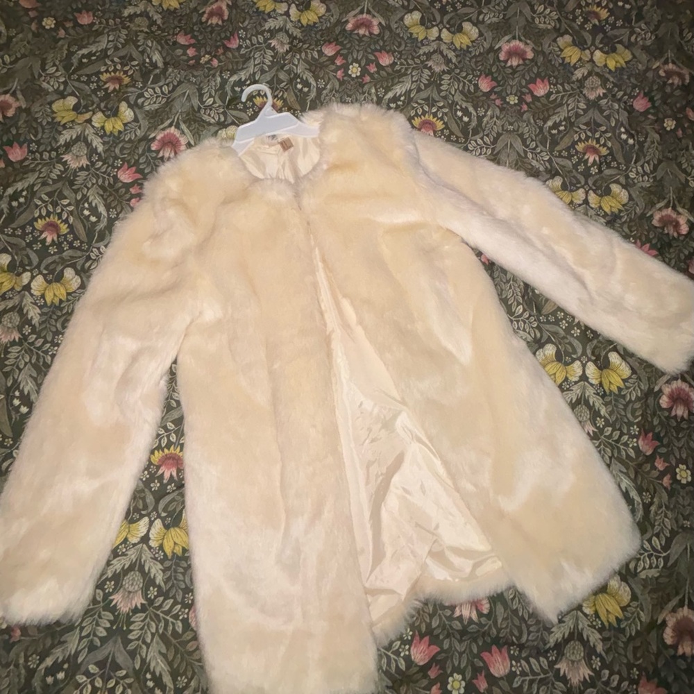 Forever 21 Cream Faux Fur Jacket